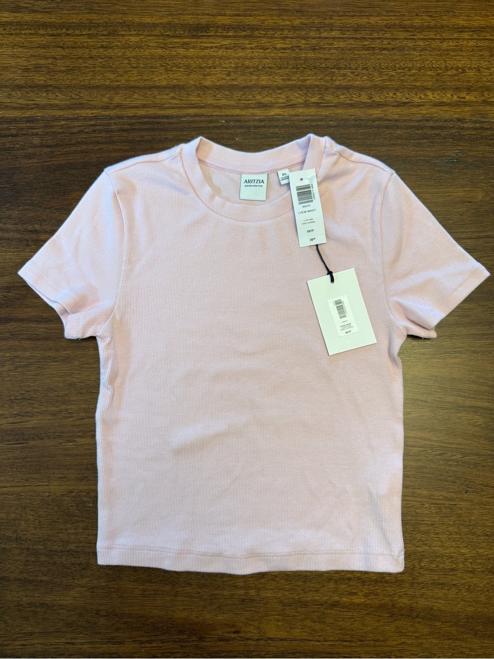 NWT Aritzia Pink Ribbed Short Sleeve Tee Size XS